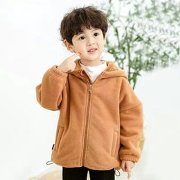 Baby Girl Boy Polar Fleece Hooded Jacket Winter Infant Toddler Child Warm Hoodie Coat Autumn Spring Baby Outfit Clothes 3-14Y
