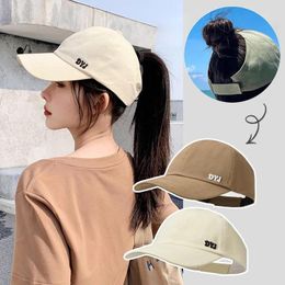 Wide Brim Hats Summer Sun Cap High Baseball For Women Solid Colour Sunhat Sport Running Visor Hat Ponycap Adjustable Caps