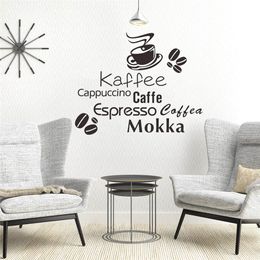 All Kinds Coffee Quote wall stickers coffee cup coffee beans wall stickers home decor vinyl home decoration