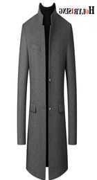 Men039s Wool Blends Winter Men Jacket Highquality Thick Coat Casual Woolen Pea Male Trench Overcoat 1901857356842