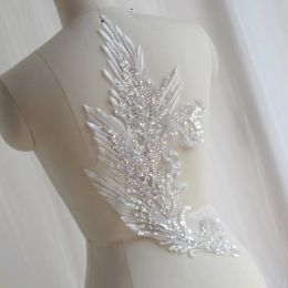 Phoenix Sequins Patches Embroidery Lace Applique Wedding Decors 42*28CM