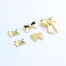10Pcs Alloy Inlaid Pearl Bow Charm pendant Connector for Making Bracelet DIY Earrings Jewellery Accessories Handmade Crafts Gifts