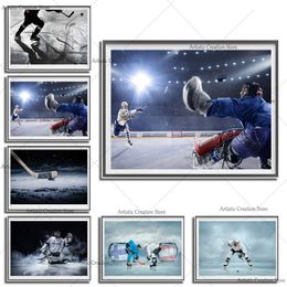 Modern Sports Hockey Posters Art Canvas Painting Wall Art Field Hockey Wall Pictures Gym Prints for Living Room Home Decoration