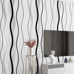 Deerskin Velvet Wallpaper with Nordic Geometric Patterns Lines Simple Vertical Stripes Living Room TV Background Wallpaper