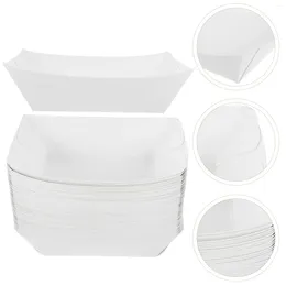 Take Out Containers 50 Pcs Fried Chicken Holder Food Takeout Case Snacks Paper Container White Boats Holding