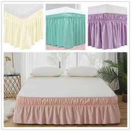 Elastic Bed Ruffles Bed Skirt Soft Comfortable Wrap Around Fade Resistant Solid Color Bed Skirts Twin Full Queen King Size