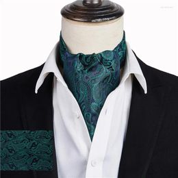 Bow Ties Ikepeibao Men Luxury Dk Green Paisley Checked Cravat Silk Dot Floral Ascot Self British Gentleman Polyester Scarf Tie Wholesale