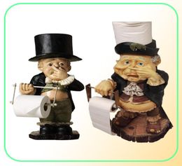 Toilet Paper Holders Butler With Roll Holder Pinching Nose Resin Ornament For Bathroom Tissue Storage Rack Home Accessories3747775