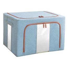 Foldable Clothes Storage Bag 24L Durable Practical Container Clear window Organiser Bin for Bedding Blanket Bed Sheets Car
