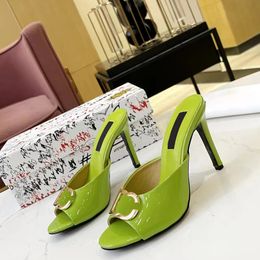 Fashion Designer Women shoes heels Sandals fashion Beach Thick bottom Dress Shoe Alphabet lady Sandal Leather High heel lides By 1978 S614 06