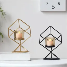 Candle Holders Ins Style Tea Light Holder Steel With Glass Cup Iron Classic Metal Decor Lantern Christmas Party