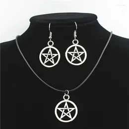 Chains Fashion Black Butler Necklace Original Jewellery Set Pentagram Pendants Pagan Prayer Beads Occult Satanic Witch Amulet