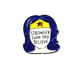 Wonder Woman Alloy Brooches Creative Anime Characters Badge Stronger than you believe Letter Pins2757175