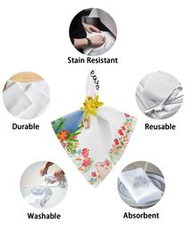 Easter Egg Bunny Spring Flowers Table Napkin Set Wedding Party Table Cloth Festival Decor Table Napkins Cloth Tea Towel