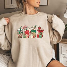 Christmas Coffee Sweatshirt Cute Fall Hoodie Christmas Sweatshirt Women Clothes Christmas Snowman Latte Coffee Lover Pullovers