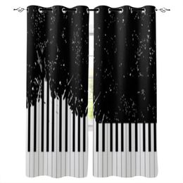 Piano Keyboard Black and White Curtains for Bedroom Window Curtain Home Living Room Decor Balcony Drapes Hotel Coffee Curtains