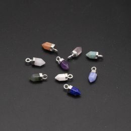 Natural Stone Pendants Sliver Plated Pendulum Amethysts Crystal for Trendy Jewelry Making Diy Women Necklaces Earring Gifts