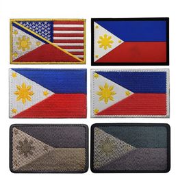 Philippines Embroidered Fabric Patch Magic Patch Armband Flag Patches Patches for Clothing Hook and Ring Sewing Embroidery Ring