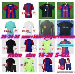 23 24 25 Pedri Gavi Soccer Jersey Wandowski Fc Ferran Camiseta de Futbol Auba Cancelo 2023 2024 2025 Barca R. Araujo Kits di calcio Men Kids Lewandowski Joao Felix 3xl 4xl