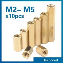 10pcs/lot Hex Female to Female M2 M2.5 M3 M4 M5 brass standoff spacer Hexagonal Stud Spacer Hollow Pillars Screw