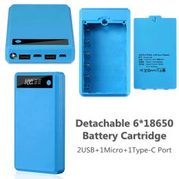 External 6*18650 5V Battery Charge Storage Box Shell Portable DIY Power Bank Case Micro USB Type C For Mobile Phones Charging