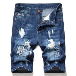 Jeans maschili di alta qualità pantaloncini di jeans long lunghezza di cotone dritta più dimensioni estate buco rovinato