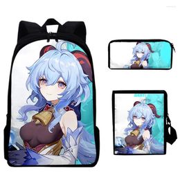 Backpack 3pcs/set Genshin Impact Venti Boys Girls Backpacks Travel Chest Bag Pencil Case Primary Middle School Students Kids Schoolbag