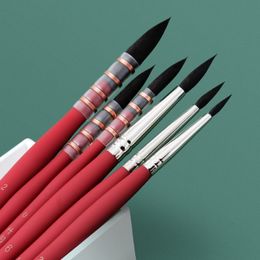 3pcs Paint Brush Set Watercolor Brush Red Fat Man Bionic Squirrel Hair Brush Hook Line Pen Beginner Painting Art Supplies