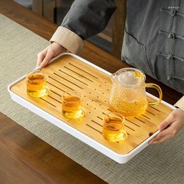 Tea Trays Traditional Set Drainage Water Storage Tray Chinese Natural Bamboo Household Drawer Board Accessories