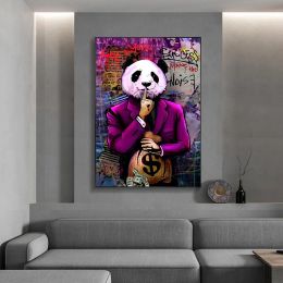 Money Bag Dollar Panda Graffiti Art Oil Paintings Wall Art Canvas Posters Prints Modern Wall Picture For Living Room Home Decor