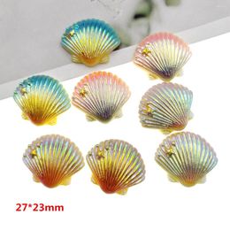 Decorative Figurines 20pcs/lot Kawaii Flat Back Colourful Ab Colour Shell With Star Arrival DIY Resin Cabochons Accessories