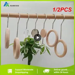 Hangers 1/2PCS Clothing Store Hook Wood Multi-function Circle Sturdy Durable Double-headed Wholesale Home Storage Rack Ring Hat Clip