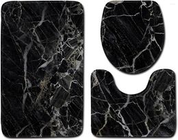 Bath Mats 3 Bathroom | Marble Black Washable Rugs Soft Bathmats Non-Slip Shower Rug And Mat For Tub A