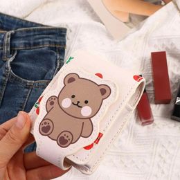 Cosmetic Bags Pu Leather Lipstick Bag Travel Supplies Bear With Mirror Makeup Print Storage Outdoor