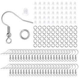 100/300pcs Hypoallergenic Earring Hook Kit Mix-color Ear Wires Fish Hooks Open Jump Rings Earplugs For DIY Jewellery Making