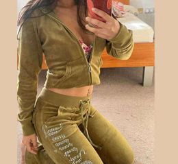Juicy Apple Womens Tracksuits 2024 Summer Brand Sewing 2 piece sets Velvet Velour Women Track Suit Hoodies And Pants Met Breathable design 9150ess