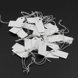 100pcs White Kraft Paper String Blanks Price Tag Wedding Favour Price Label Paper Tag Jewellery Pricing Tags With Rope 23x13mm