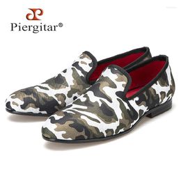 Casual Shoes Piergitar Handmade Men Five Colour Camouflage Fabric Men's Loafers Fashion Party Style Smoking Slippers Flats