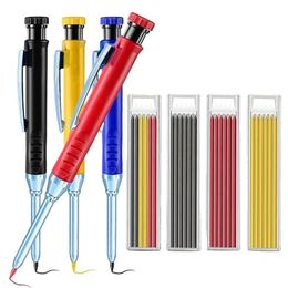 Solid Carpenter Pencil With Sharpener Set Inkluderar mekaniska pennor Träbearbetning Konstruktion Penna Markörfyllning Lång näsa 240411