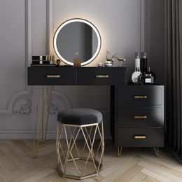 Nordic Style Minimalist Bedroom Furniture Dresser With Mirror Light Luxury Black Paint Non-slip Dressing Table Makeup Furniture