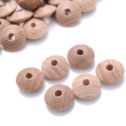 50pcs 12/14mm Natural Wood Bead Beech Wooden Abacus Beads for Teether Clips Nursing Toy Shower Gift DIY Pacifier Chain Accessory