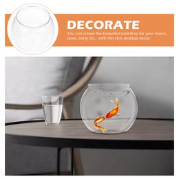 Transparent Round Fish Tank Design Bowl Living Desk Office Decor Household Decor Glass Container Desktop Conch