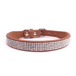 Dog Collar Adjustable for rhinestone Collar Soft Suede- Leather Sparkling Crystal- Diamond- Pet Collar for Small Dogs &