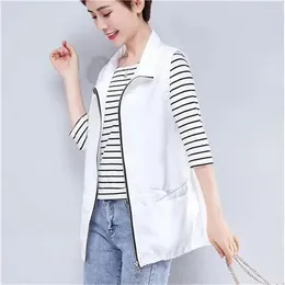 Women's Vests Vest Women Spring/Summer Sunscreen Coat 2024 Solid Loose Thin Sleeveless Jacket Female Waistcoat Outerwear Chaleco Mujer
