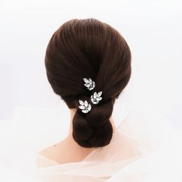 3Pcs Women U-shaped Pin Barrette Rhinestone Hair Clips Bridal Hairpins Tiara Wedding Hairstyle Tools Headwear Accessories