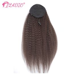 PLADIO Kinky Straight Drawstring Ponytail Extensions Human Hair 90-120 Grammes Curly Ponytail Afro Clip In Remy Hair Extensions