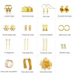 Jewelry Findings Tool Set Open Jump Ring/Lobster Clasp/Tail Chain/Clip Buckle/Drop Kit/Earring Hooks/ For DIY Jewelry Making