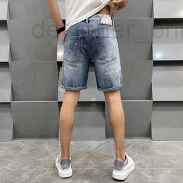 Men's Shorts Designer High quality British style simple and fashionable light colored washed mens casual denim shorts straight leg micro elastic slim fit MLA0