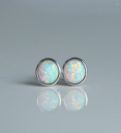 Stud Earrings 925 Sterling Silver Bezel Setting Ear Jewellery For Women Fashion White Fire Opal Wedding Top Quality4044068