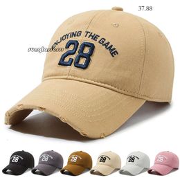 designer hat Washed Baseball Men's and Women's Embroidered Letter Outdoor Leisure Broken Edge Soft Top Duck Tongue Showcase Face Small Hat